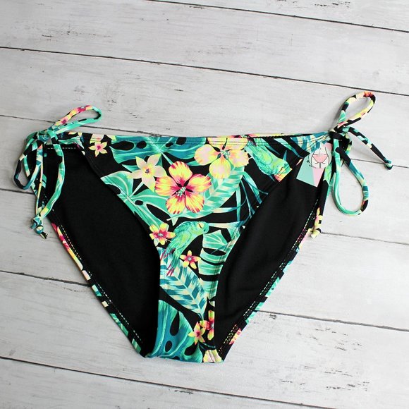 Ardene Swimwear Women's String Bikini Swim Bottoms Size XL Tropical - Picture 1 of 5
